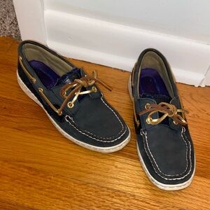 Sperry women's navy and sequin Boat Shoes